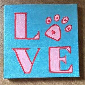 Blue and Pink Love Art Canvas